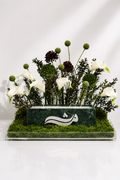 Green marble candle with arrangements